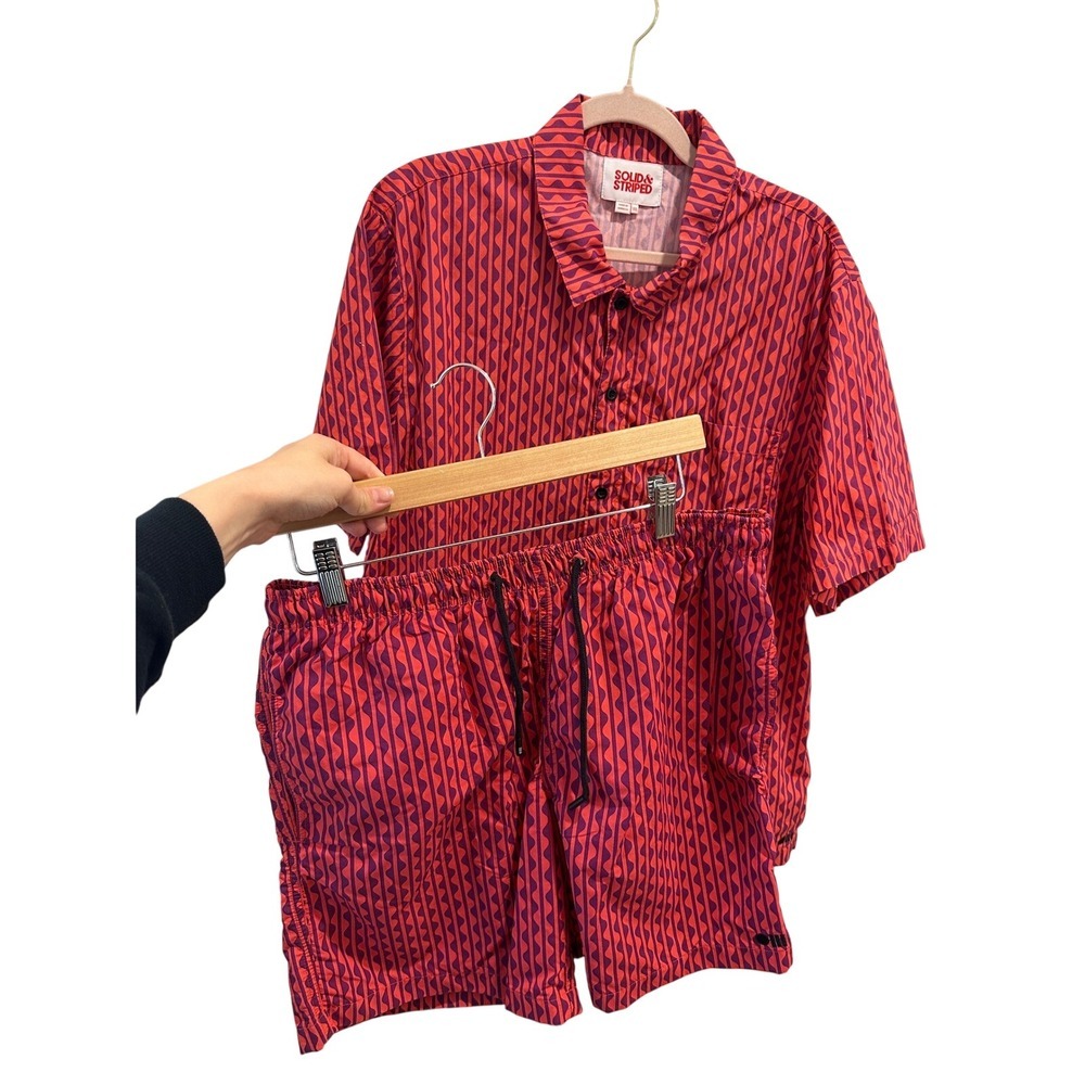 Solid & Striped Squiggle Cabana Set Shirt & Swim Shorts Set XXL top M shorts